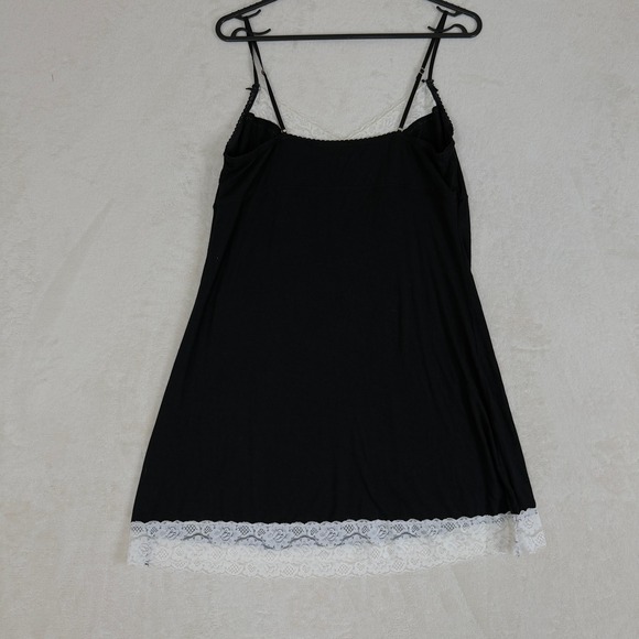 Plume Black Lace Trim Y2K Slip Dress Size L Romantic Goth Coquette‎ Night - Picture 5 of 8